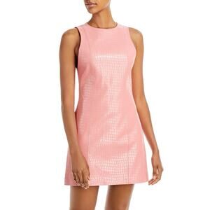 NWT Alice + Olivia Daven Size 6 Rose Pink Faux Vegan Leather Mini Dress Ret$350